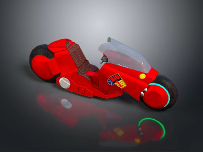Stylish Red Motorcycle With Transparent Windshield Brown Seat Red Wheels And Decorative Graphics 3d model