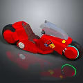 Stylish Red Motorcycle With Transparent Windshield Brown Seat Red Wheels And Decorative Graphics