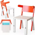 Modern Safe Kids Chair With Red And White Color Simple Backrest And Sturdy Structure