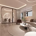 Elegant Modern Beauty Hair Salon Interior With Sofa Coffee Table And Round Pendant Lights