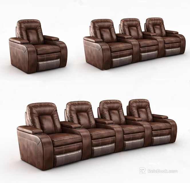Modern Brown Leather Sectional Sofa Set For Comfortable Living Room Design 3d model 