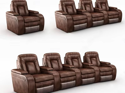 Modern Brown Leather Sectional Sofa Set For Comfortable Living Room Design 3d model