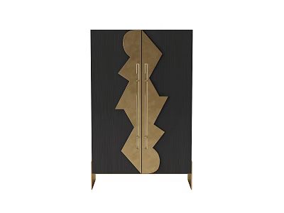 Modern Entryway Cabinet Sideboard With Black And Gold Geometric Decor Design 3d model