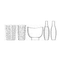 Stylish Modern Decorative Ornament Set With Vases Bowl Glass And Square Panel For Home Decor