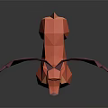 Modern Low Poly Decorative Ornament Set with Deer Shape Antlers and Red Dark Pink Colors
