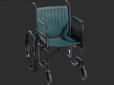 Ergonomic Medical Equipment Wheelchair With Green Padded Seat And Metal Frame 3d model