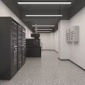 Modern Neat Monitoring Control Room Equipped With Server Racks And Standard Power Distribution Units