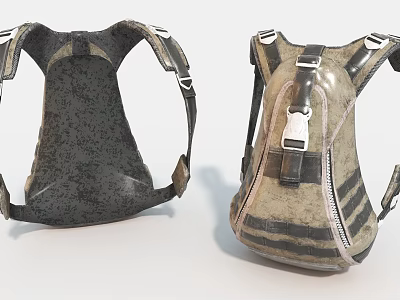 Everyday Life Backpacks With Two Different Textured And Striped Designs Including Zipper Details 3d model