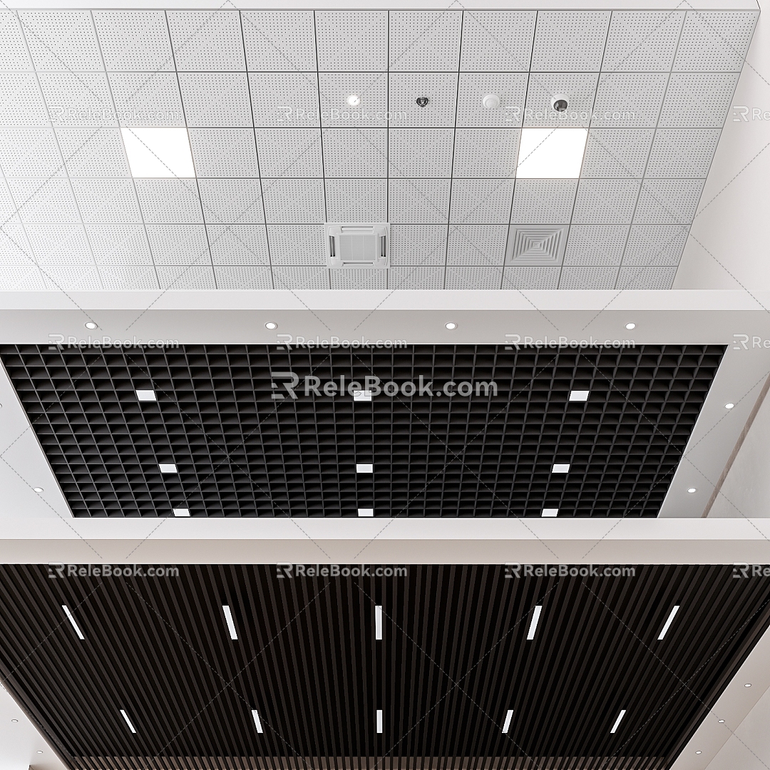 Modern Ceiling Modern Aluminum Gusset Ceiling Grille Ceiling Aluminum Square Ceiling Fire Fighting Equipment 3d model