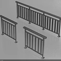 Modern Black Metal Railings With Vertical Bars And Support Bases
