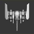 3D Rendered Mechanical Structure With Spherical Body And White Wing Elements