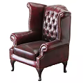 Elegant Leather Accent Chair With Tufted Backrest And Classic Armrests Design