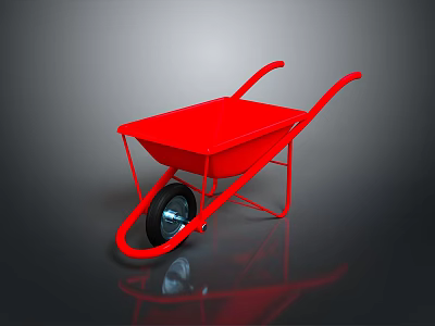 Red Utility Wheelbarrow With Metal Frame For Outdoor Garden And Construction 3d model