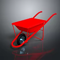 Red Utility Wheelbarrow With Metal Frame For Outdoor Garden And Construction