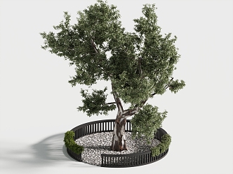 Landscape tree fence rattan man goose soft stone 3d model