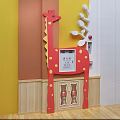 Kindergarten Interior With Red Giraffe Decor Yellow Dots White Leaf Fire Hydrant Sign And Fire Extinguishers 3d model