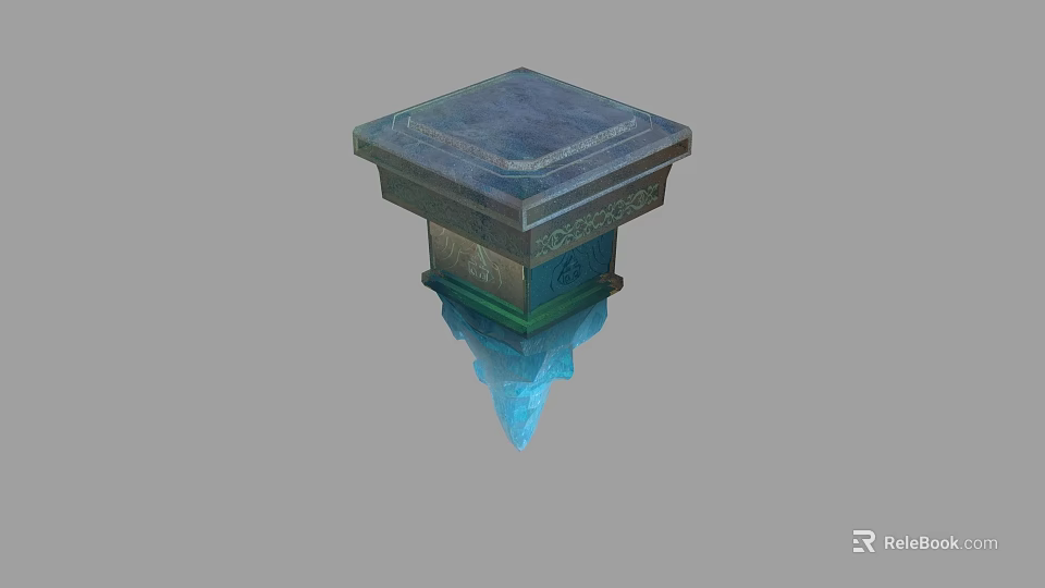 Architectural Component With Square Dark Blue Top Green Middle Layer And Blue Base 3d model