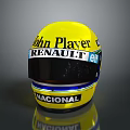 Yellow Racing Helmet Featuring John Player RENAULT ELF NACIONAL Logos Design 3d model