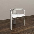 Modern Dining Chair With Curved Wooden Backrest And Gray Upholstered Seat