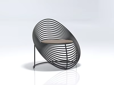 Modern Single Chair With Spiral Metal Frame And Brown Cushioned Seat 3d model