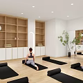 Modern Gym Reception Lounge With Comfortable Seating Green Plants And City View
