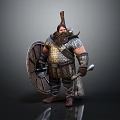 Bearded Fantasy Dwarf Warrior Character For Game And Movie With Armor Shield Sword