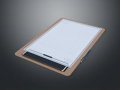 Practical Computer Clipboard With Blank Paper And Writing Tool Accessory 3d model