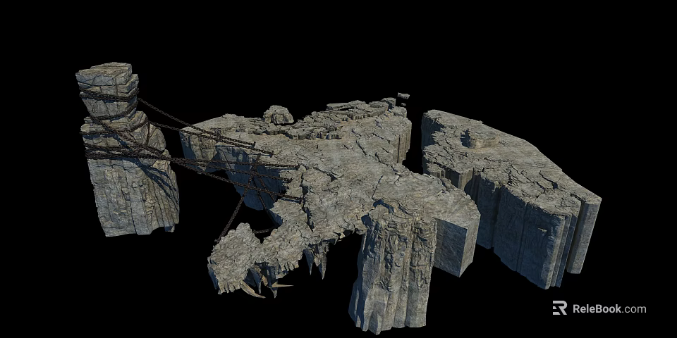 Natural Rock Garden Ornament With Irregular Stone Structures And Decorative Elements 3d model 
