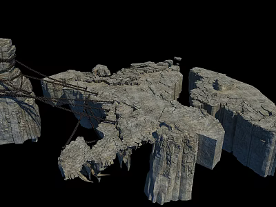 Natural Rock Garden Ornament With Irregular Stone Structures And Decorative Elements 3d model