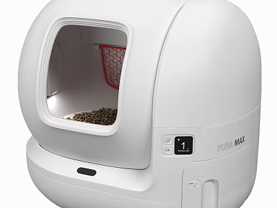 White Automatic Cat Litter Box With Transparent Window 3d model