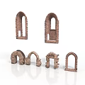 Assorted Decorative Brick Archway Structures with Diverse Shapes and Sizes 3d model