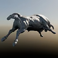 Outdoor Dynamic Bull Landscape Sculpture With Running Pose And Metallic Texture