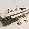 Elegant Bar Counter Design With Marble Top Black Cabinets Gold Stools Wine Glasses And Grapes