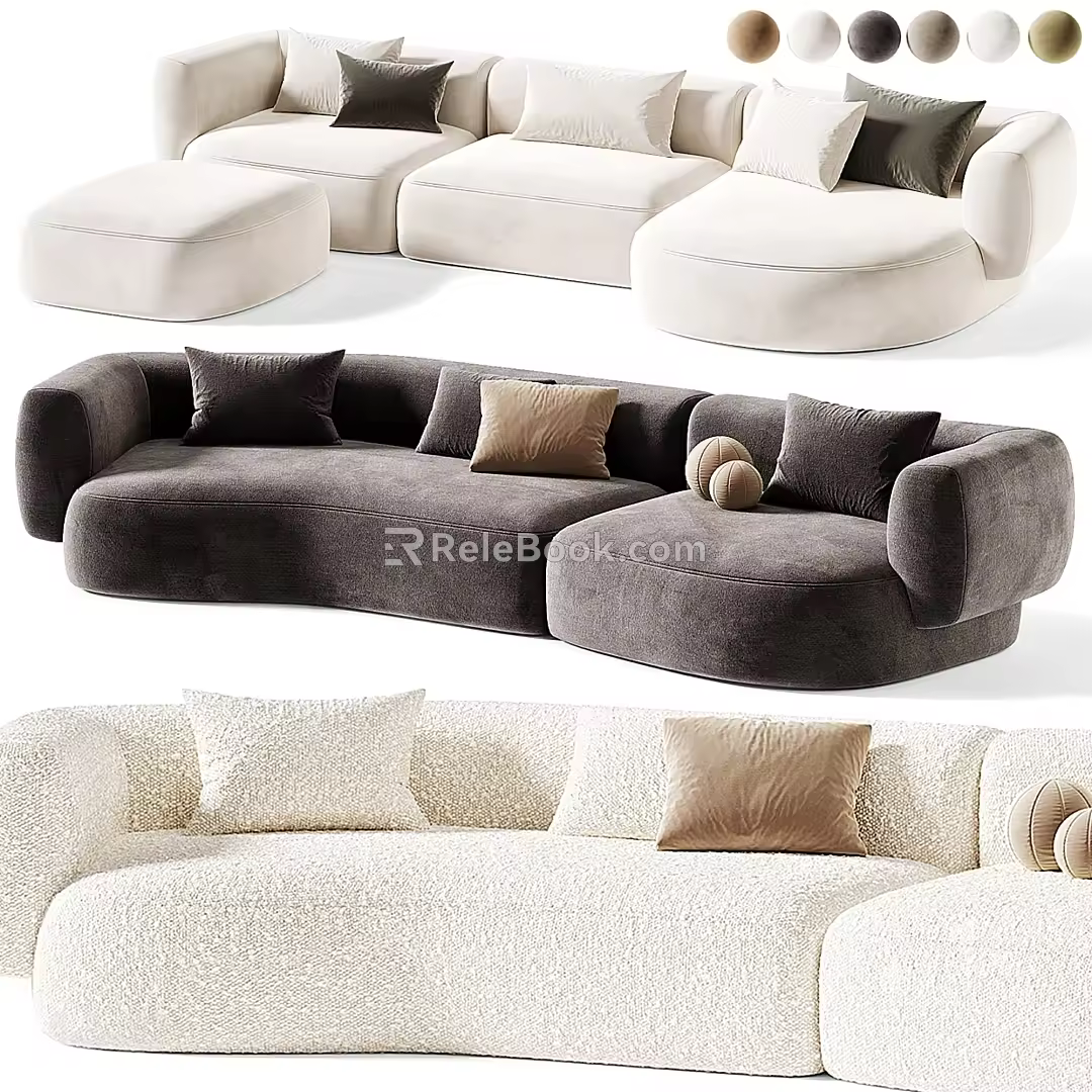 Modern Multiplayer Curved Sofa Collection 3d model