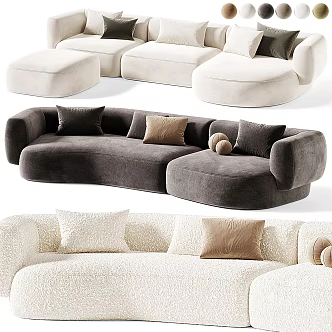 Modern Multiplayer Curved Sofa Collection 3d model