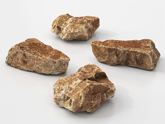 Modern stone rock gravel flint stone block 3d model