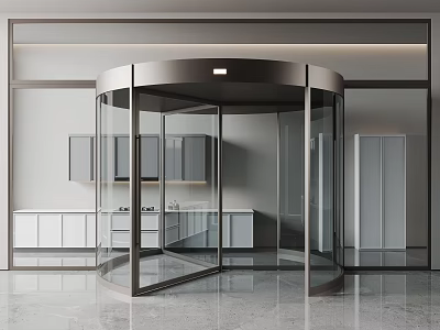 Revolving Glass Door Design For Modern Kitchen Interior With Sleek And Stylish Features 3d model