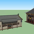 Ancient Chinese Architecture Traditional Wooden Structure with Carved Windows and Curved Roof Design