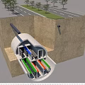 Road Infrastructure With Underground Utility Tunnel Surface Lane Markings And Trees 3d model