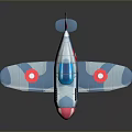 Toy Airplane Model with Blue Gray Body Red Nose Propeller and Circle Markings