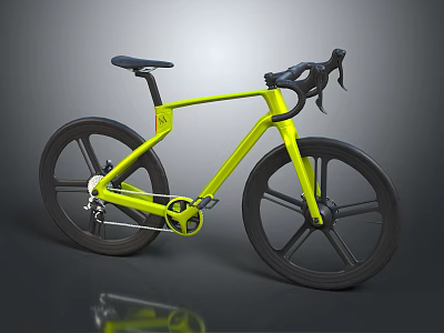 Yellow Modern Road Bicycle With Black Wheels And Sleek Frame 3d model