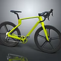 Yellow Modern Road Bicycle With Black Wheels And Sleek Frame