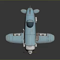 Detailed Blue Metal Airplane Model With Propeller And Transparent Cockpit Design