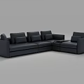 Black Leather Sectional Sofa With Multiple Cushions In Modern Sleek Design 3d model