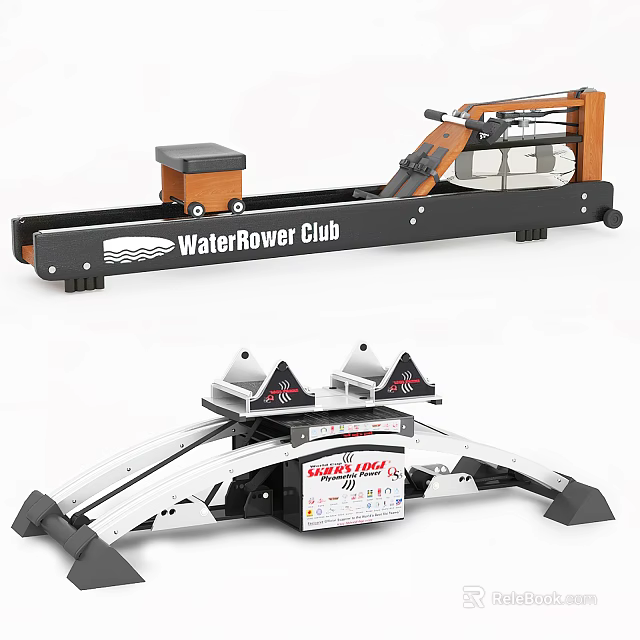 Premium Sports Equipment Featuring WaterRower Club Rowing Machine And Power Tower 3d model 