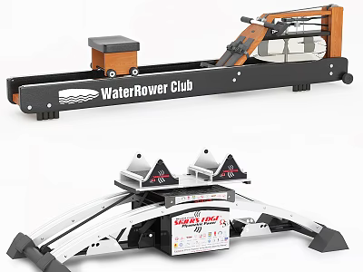 Premium Sports Equipment Featuring WaterRower Club Rowing Machine And Power Tower 3d model