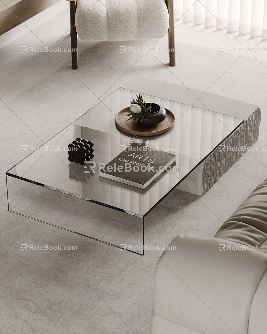 Coffee Table Accessories Ornaments Combination Living Room Coffee Table Glass Coffee Table 3d model