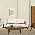 Quiet sofa tea table combination 3d model