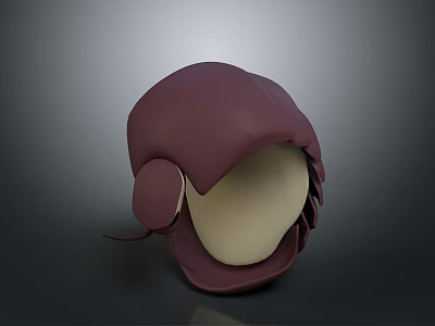 Plum Purple Minimalist Hat Design With Ear Flaps And Smooth Texture 3d model