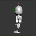 Silver Robot Character With Green Eyes Red Top And Metallic Mechanical Body